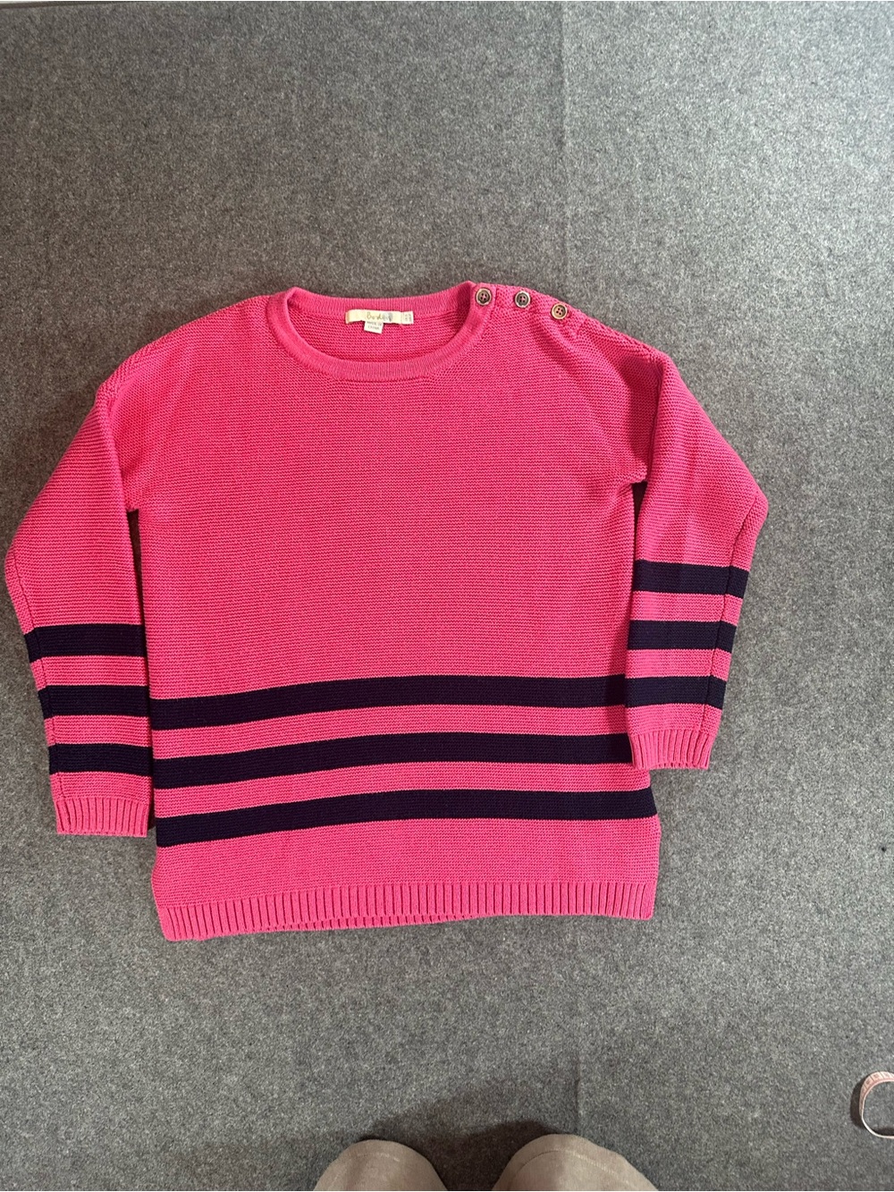 Boden Pink Stripped Crewneck Sweater